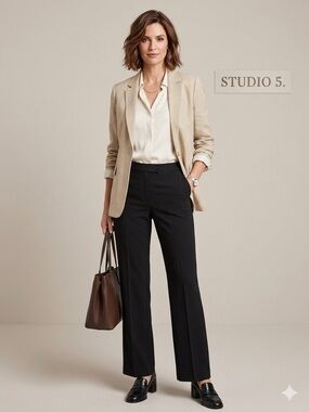 KORET Black Straight Leg Dress Pants Minimalist Flat Front Work Trousers size 10